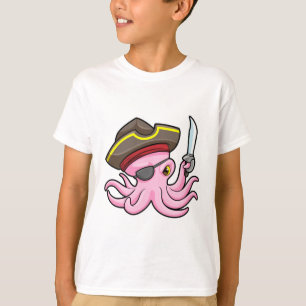 Octopus als Piraat met Saber & Eye patch T-shirt