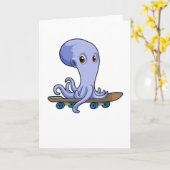 Octopus als schaatser met skateboard kaart (Gele Bloem)