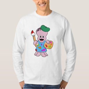 Octopus als Schilder met de borstel van de Verf T-shirt