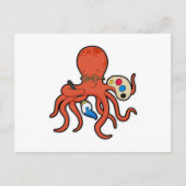 Octopus als schilder met verf en penseel briefkaart (Voorkant)