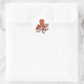 Octopus als schilder met verf en penseel ronde sticker (Tas)