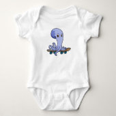 Octopus als Skater met Skateboard Romper (Voorkant)