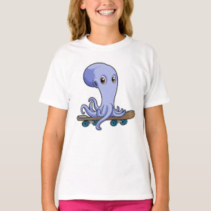Octopus als Skater met Skateboard T-shirt