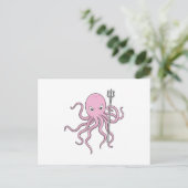 Octopus als Tovenaar met Versiering Briefkaart (Staand voorkant)