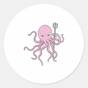 Octopus als Tovenaar met Versiering Ronde Sticker