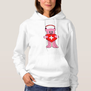 Octopus als verpleegster met hart hoodie
