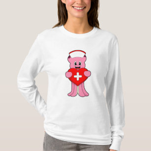 Octopus als verpleegster met hart t-shirt