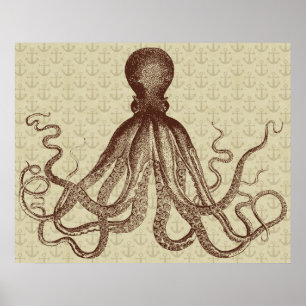 Octopus Anchors Lord Bodner Bruin Nautical Poster