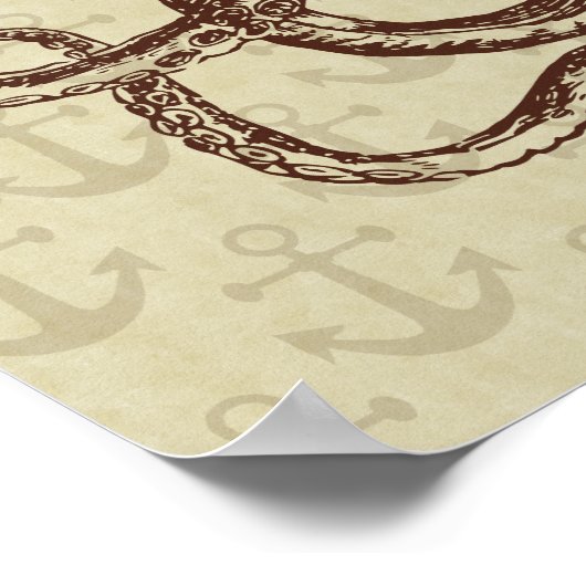 Octopus Anchors Lord Bodner Bruin Nautical Poster (Hoek)