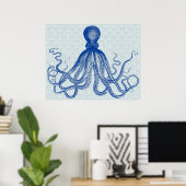 Octopus Anchors Lord Bodner  Nautical Blue Poster (Thuiskantoor)