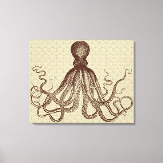 Octopus Anchors Lord Bodner Triptych  Brown Canvas Afdruk (Voorkant)