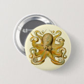 Octopus antiek illustratie zee monster ronde button 5,7 cm (Voorkant /achterkant)