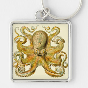 Octopus antiek illustratie zee monster sleutelhanger