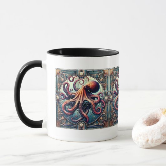 Octopus Art Deco Mok (Met donut)
