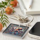 Octopus Art Deco Sleutelhanger (Voorkant Rechts)