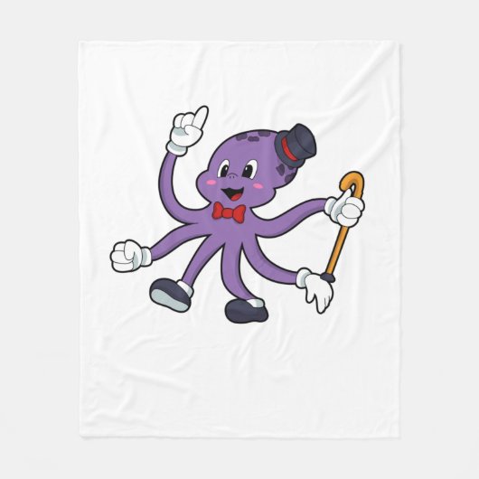 Octopus as Magician with Hat Fleece Deken (Voorkant)