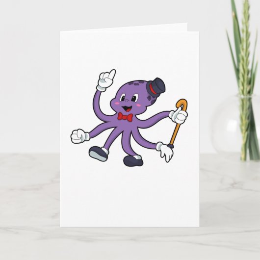 Octopus as Magician with Hat Kaart (Voorkant)