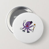 Octopus as Magician with Hat Ronde Button 7,6 Cm (Voorkant /achterkant)