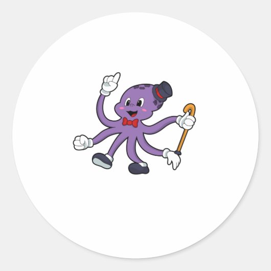 Octopus as Magician with Hat Ronde Sticker (Voorkant)