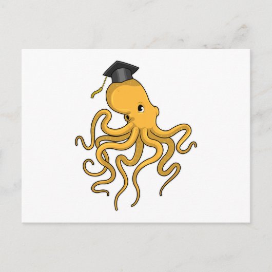 Octopus as Student with Diploma Briefkaart (Voorkant)