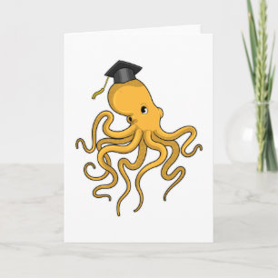Octopus as Student with Diploma Kaart