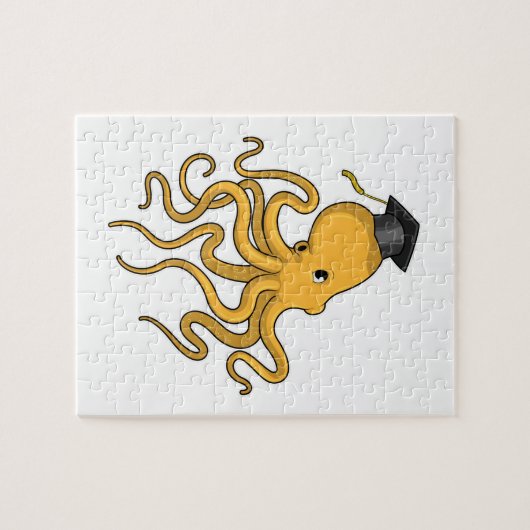 Octopus as Student with Diploma Legpuzzel (Horizontaal)