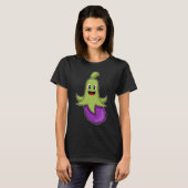 Octopus aubergine t-shirt (Voorkant volledig)