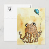 Octopus & Ballon Ansichtkaart Briefkaart (Voorkant / Achterkant)