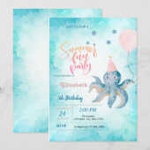 Octopus Ballon Zee Zomer Verjaardagsfeestje  Kaart (Voorkant / Achterkant)