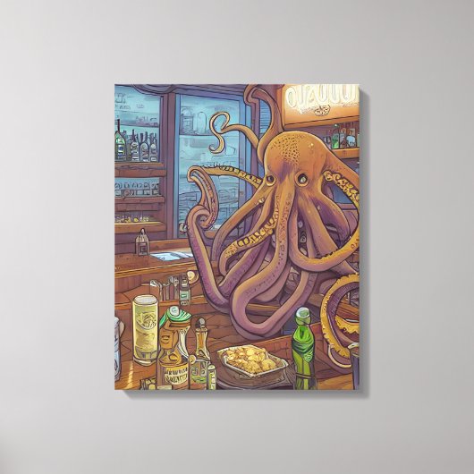 Octopus barman Fantasy Canvas Afdruk (Voorkant)