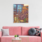 Octopus barman Fantasy Canvas Afdruk (Insitu (Woonkamer))