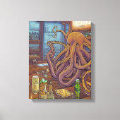 Octopus barman Fantasy Canvas Afdruk (Voorkant)