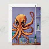 Octopus Bartender Briefkaart (Voorkant / Achterkant)