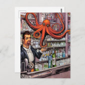 Octopus Bartender Briefkaart (Voorkant / Achterkant)