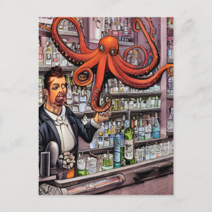 Octopus Bartender Briefkaart