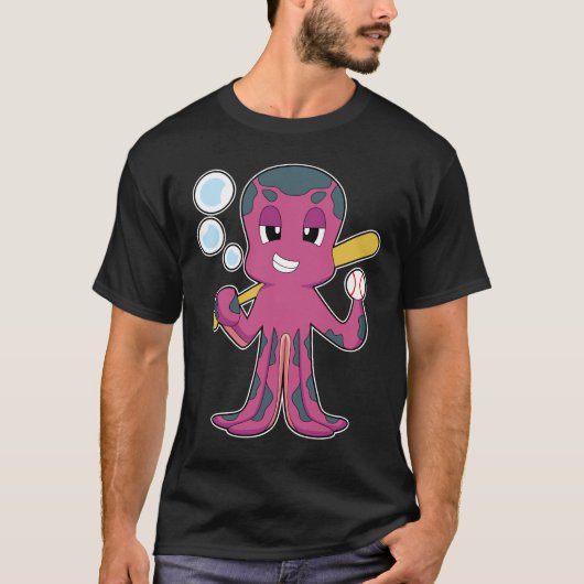 Octopus Baseball Baseball bat Sports T-shirt (Voorkant)