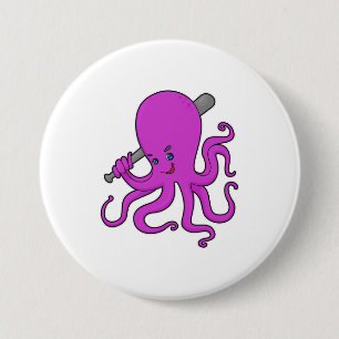 Octopus Baseball Baseball Ronde Button 7,6 Cm