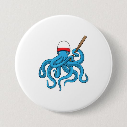 Octopus Baseball Baseball Ronde Button 7,6 Cm (Voorkant)