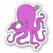 Octopus Baseball Baseball Sticker (Voorkant)