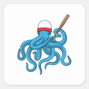 Octopus Baseball Baseball Vierkante Sticker
