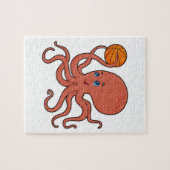 Octopus Basketball speler Basketball Legpuzzel (Horizontaal)
