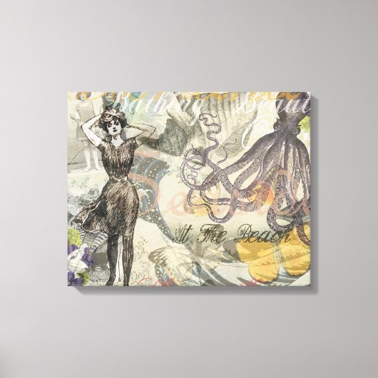 Octopus Beach Antiek kuststeampunk Canvas Afdruk (Voorkant)