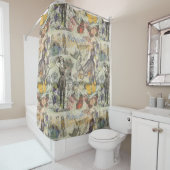 Octopus Beach Antiek kuststeampunk Douchegordijn (In situ)