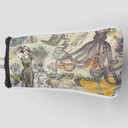 Octopus Beach Antiek kuststeampunk Golfheadcover (Voorkant)