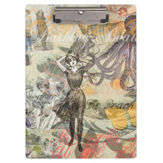 Octopus Beach Antiek kuststeampunk Klembord (Voorkant)