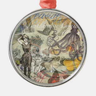 Octopus Beach Antiek kuststeampunk Metalen Ornament