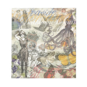 Octopus Beach Antiek kuststeampunk Notitieblok