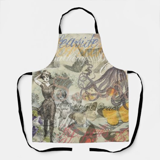 Octopus Beach Antiek kuststeampunk Schort (Voorkant)