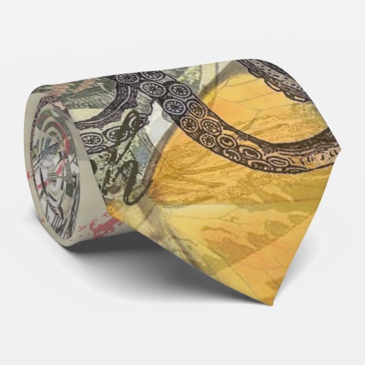 Octopus Beach Antiek kuststeampunk Stropdas (Opgerold)