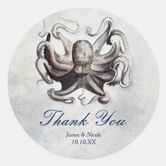 Octopus Beach Bruiloft Elegante Sticker (Voorkant)